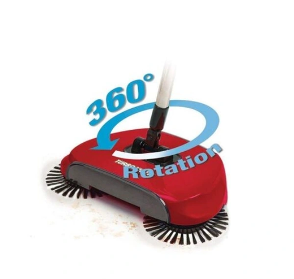 Fiber Hand Push 360 Degree Rotating Sweeping Broom - , RED, Fiber, Multipack of1